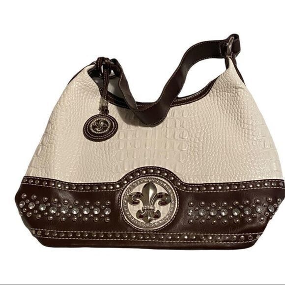 WHITE and brown purse - Picture 1 of 7